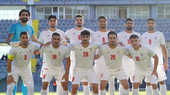 La selección iraní en el amistoso frente a Gambia en Antalya, Turquía.