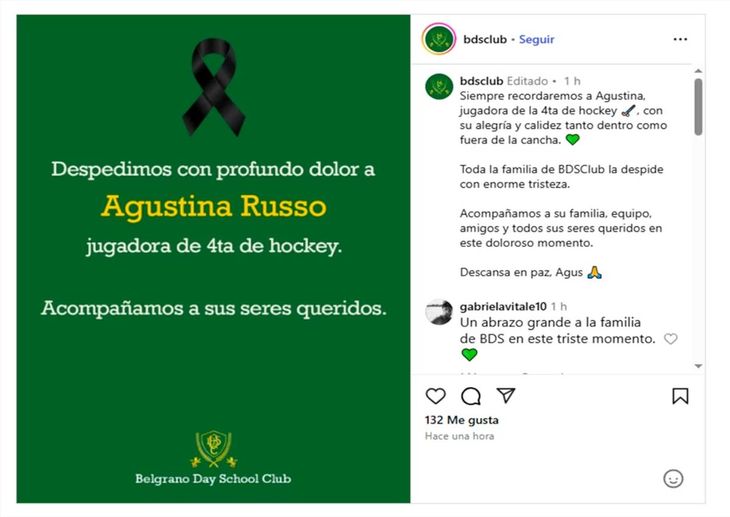 El posteo en Instagram de Belgrano Day School. El posteo en Instagram de Belgrano Day School.