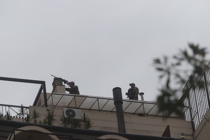 Fuerte operativo de seguridad durante el acto por el 34° aniversario del atentado contra la Embajada de Israel en Buenos Aires. Fuerte operativo de seguridad durante el acto por el 34° aniversario del atentado contra la Embajada de Israel en Buenos Aires.