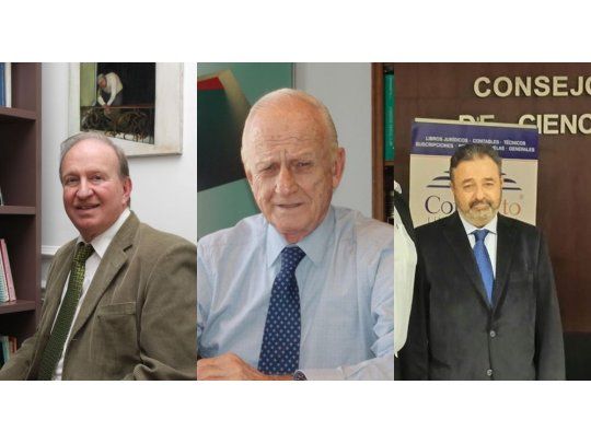 Los abogados constitucionalistas Daniel Sabsay, Gregorio Badeni y el laboralista Horacio Schick