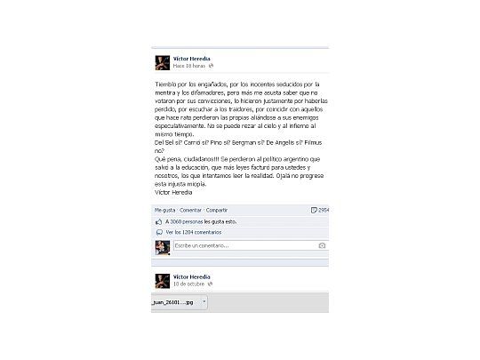 Captura del Facebook de Víctor Heredia.