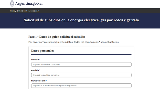 Subsidios focalizados. El nuevo registro aplica para mantener los beneficios en las tarifas de electricidad, gas natural por redes, gas propano y garrafas de GLP.