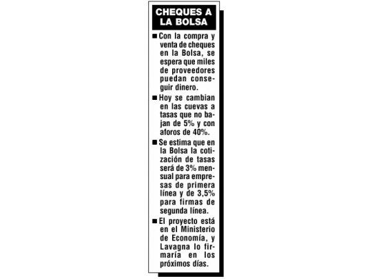 Por falta de crédito, se podrán descontar cheques en la Bolsa