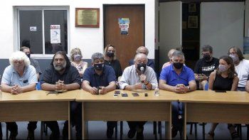 De la conferencia de prensa de la CGT y CTA participaron Roberto Baradel, Pablo Moyano, Hugo Yasky y Vanesa Siley, entre otros dirigentes gremiales.