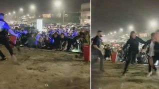 Los jóvenes se avalanzaron sobre el ingreso del boliche en Pinamar.
