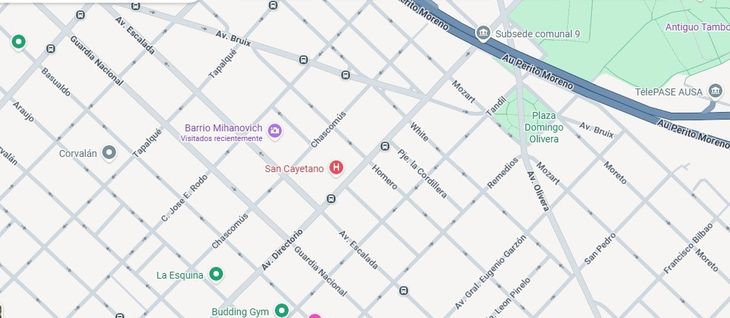 Mapa de la zona donde está el Barrio Mihanovich, entre Parque Avellaneda y Mataderos en CABA Mapa de la zona donde está el Barrio Mihanovich, entre Parque Avellaneda y Mataderos en CABA