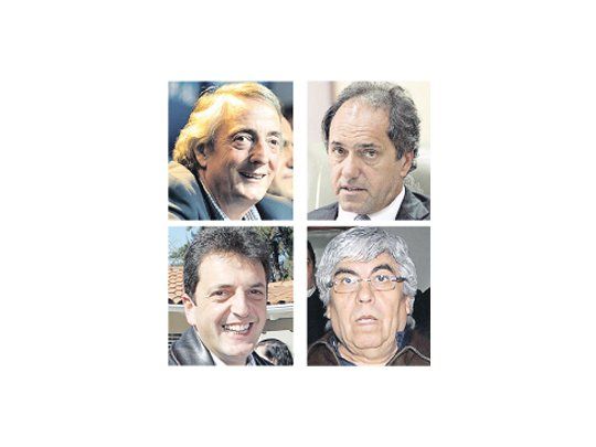 Néstor Kirchner, Daniel Scioli, Sergio Massa y Hugo Moyano.