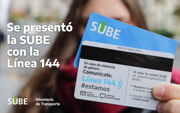 Tarjeta SUBE con información sobre la Línea 144