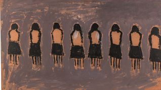 Nadie olvida nada, de Guillermo Kuitca(1982), obra integrante de la muestra