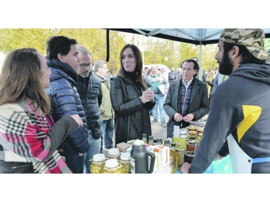 Impulso.Vidal junto a Dante Sica ayer en Tres de Febrero. Nación ampliará de 80 a 160 las ferias en la provincia de Buenos Aires.