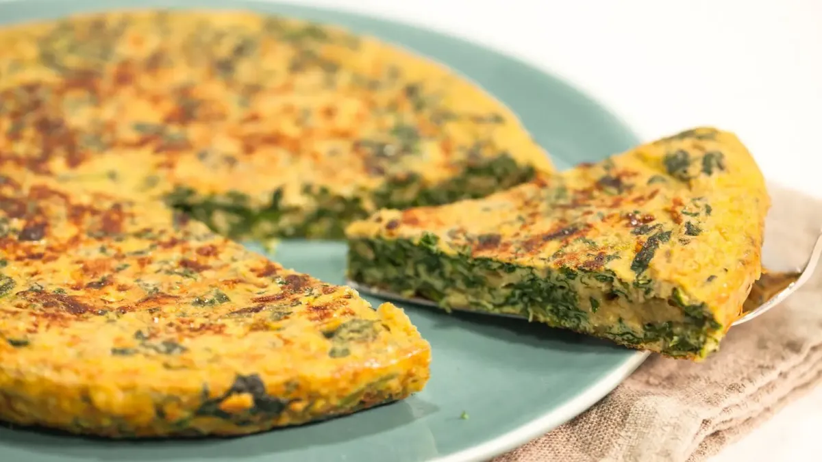 Spinach tortilla: a healthy flour recipe, light and easy to prepare