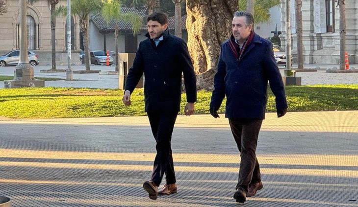 Maximiliano Pullaro y el ministro de Seguridad de Santa Fe, Pablo Coccocioni. Maximiliano Pullaro y el ministro de Seguridad de Santa Fe, Pablo Coccocioni.