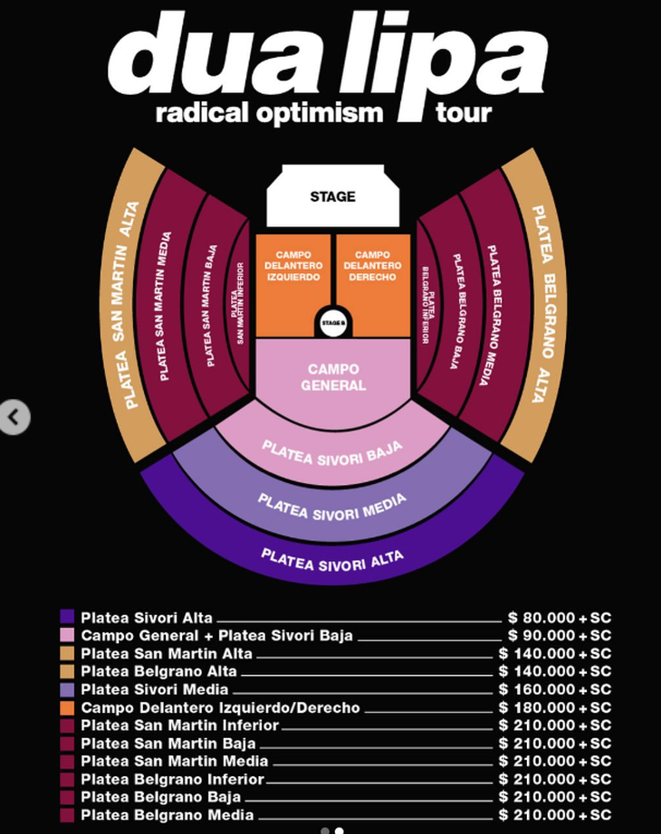 Dua Lipa: ticket prices for their show in Argentina were known