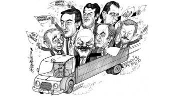 ámbito.com | Gobernadores salientes Carlos Manfredotti, Carlos Reutemann, José Luis Lizurume, Rubén Marín, Roberto Iglesias, Angel Rozas y Oscar Castillo.
