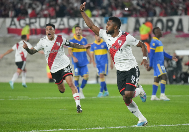 Borja celebrating his goal in the last minute against Boca in 2023. Borja celebrating his goal in the last minute against Boca in 2023.