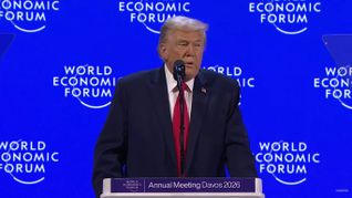 El presidente Donald Trump en Davos.&nbsp;