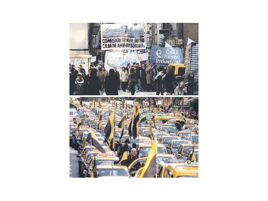 Ayer fue otro infierno el centro porteño; se lo dividieron taxistas y bancarios para hacer marchas y apretar por reclamos. Se les sumó un odioso paro de los subtes de varias horas.