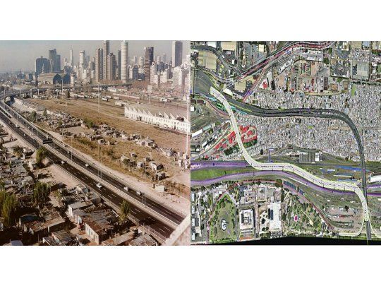 PASADO Y FUTURO. En 1995, cuando se inauguró el primer tramo de la Autopista Illia (izquierda). Y el recorrido que tendrá la autopista (arriba).