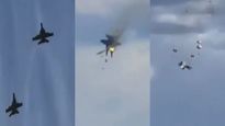 dos aviones militares colisionaron en pleno show aereo en eeuu: el momento del impacto