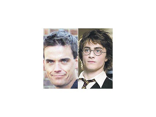 Robbie Williams (izquierda) y el Harry Potter del cine (derecha)