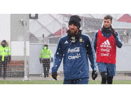 Messi subió a su cuenta en Instagram una foto del entrenamiento bajo la nieve.