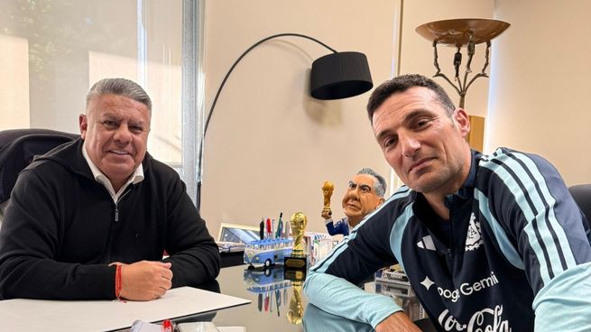 El encuentro entre Lionel Scaloni y Claudio Tapia en la previa del Mundial.
