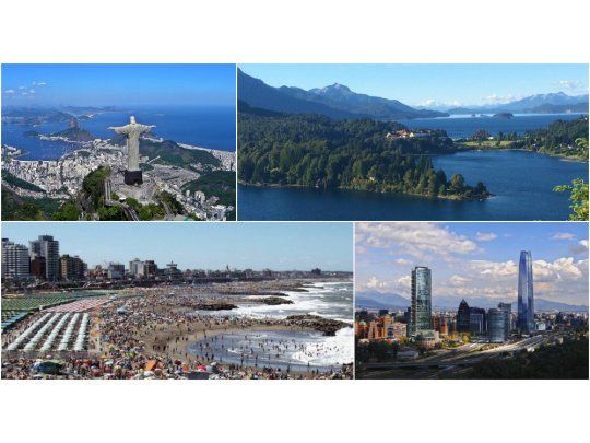 Río de Janeiro, Bariloche, Mar del Plata y Santiago de Chile, algunos de los destinos elegidos.