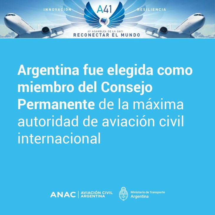 Argentina fue reelegida como miembro del Consejo Permanente de la OACI