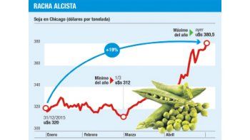 Soja llegó al máximo del año: u$s 380 la tonelada