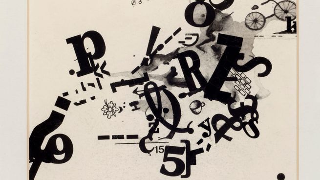 Obra de Margarita Paksa de la serie Tipográfica(1978, Letraset y tinta sobre papel).