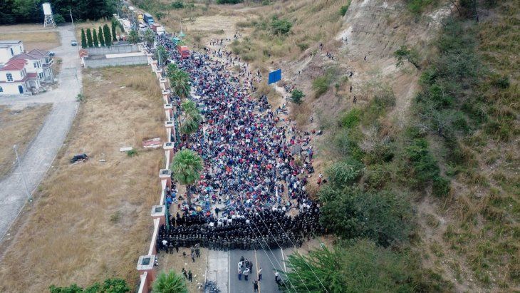 Caravana de migrantes hondureños.