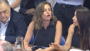La diputada Vanesa Siley (UP) reclamando cuando le cortaron el micrófono.