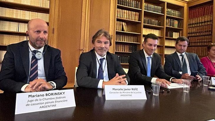 A commission made up of the Secretary of Justice, Sebastián Amerio, participated in the meeting;  Marcelo Ruiz, advisor to the Minister of Justice;  Mariano Hernán Borinsky, president of the Federal Chamber of Criminal Cassation;  the president of the Financial Information Unit, Ignacio M. Yacobucci;  and for the Foreign Ministry, Felipe Gimenez Lozano and Raul Comelli, among others.