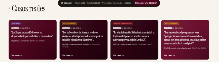 Estos son algunos de los casos que están siendo analizados en vivo por la plataforma. Estos son algunos de los casos que están siendo analizados en vivo por la plataforma.