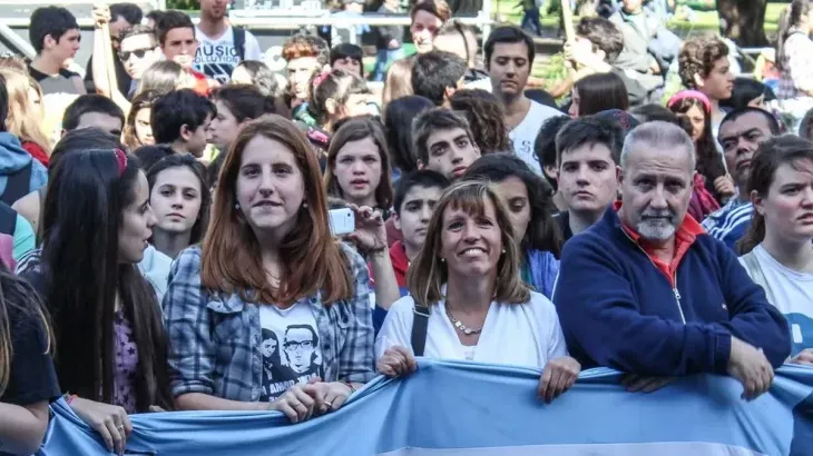 Emilce Moler en una movilización por el aniversario de la Noche de los Lápices.