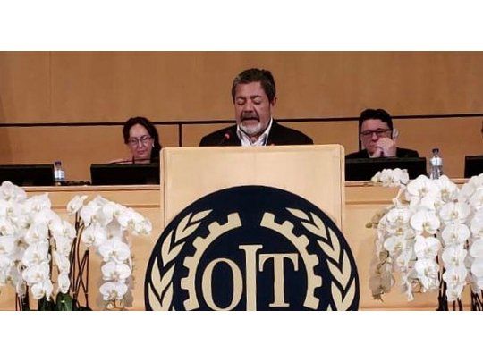 El secretario de Relaciones Internacionales de la CGT, Gerdo Martínez, dio su habitual discurso ante la Organización Internacional del Trabajo en Suiza.