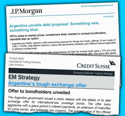 Informes privados. J.P.Morgan y Credite Suisse ya le informan a sus clientes e inversores que las negociaciones serán duras y difíciles. 