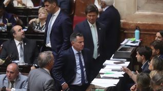 Mayoraz, Bornoroni y Almirón, referentes del bloque de Diputados libertarios. Mayoraz, Bornoroni y Almirón, referentes del bloque de Diputados libertarios.