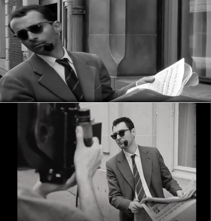 Arriba, Jean-Luc Godard, cameo en 