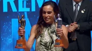 Belen Casetta ganó el premio Olimpia de Oro 2023, junto a Lionel Messi.