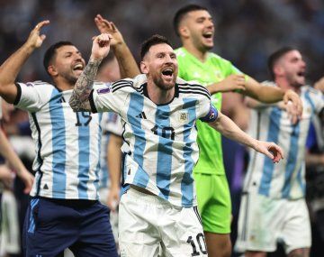 Festejo de la Selección Argentina campeona en Qatar 2022