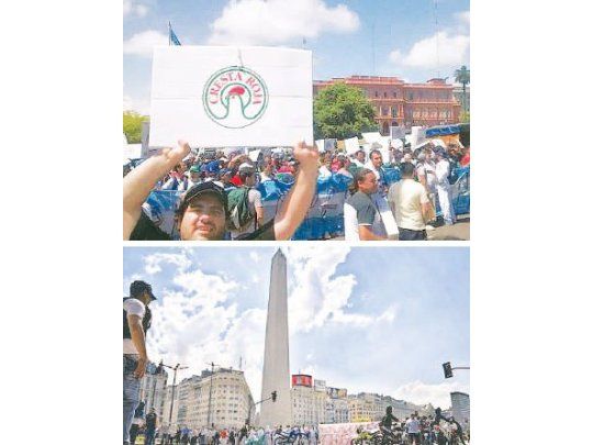 Los trabajadores de una empresa avícola se manifestaron por el centro porteño durante toda la tarde de ayer. Hoy también harán un piquete en el ingreso al aeropuerto de Ezeiza.