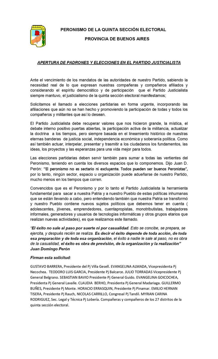 Este viernes se definirá fecha para ala elección de la nueva conducción del PJ bonaerense. Este viernes se definirá fecha para ala elección de la nueva conducción del PJ bonaerense.
