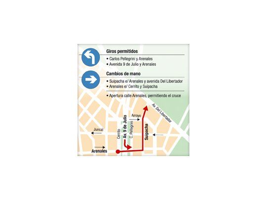 Cambian hoy sentido de calles Arenales y Suipacha