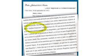 Fragmento de la resolución del juez Luis Rodríguez, donde menciona artículos publicados por Ámbito Financiero. Ahora, el gremialista Pedraza tiene un nuevo frente judicial.