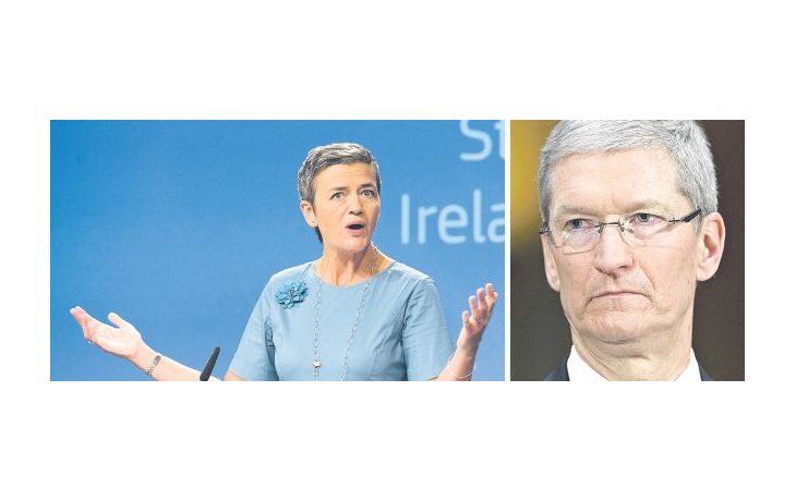 enfrentados. La comisaria de Competencia de la UE, Margrethe Vestager, fue la encargada de denunciar a la empresa que conduce Tim Cook.