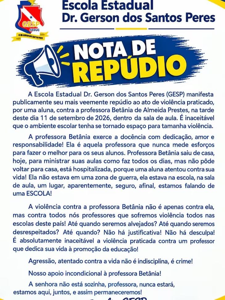 La nota en repudio de la escuela.