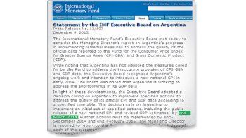 ámbito.com | El FMI emitió ayer un comunicado en el que explicita el nuevo cronograma que tendrá que cumplir la Argentina para que sus cifras de inflación y PBI sean creíbles. Comienza en marzo de 2014.