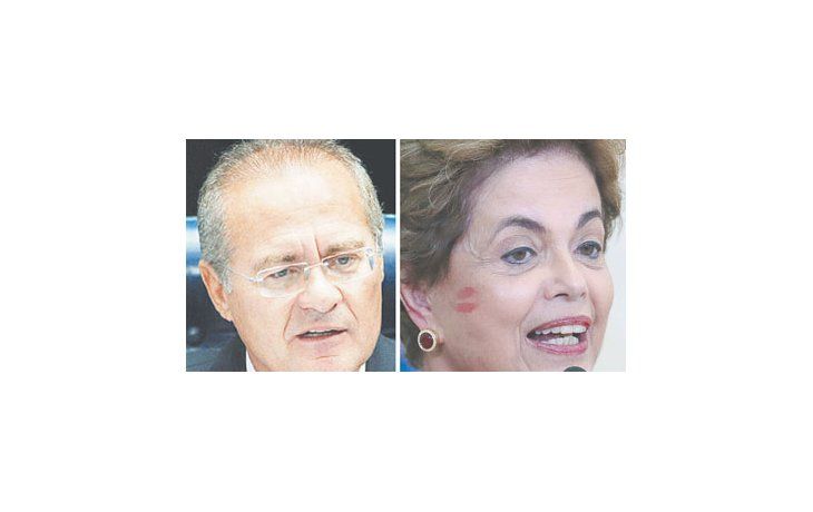 ámbito.com | El jefe del Senado de Brasil, Renan Calheiros, y la presidenta Dilma Rousseff, marcada por el beso de una simpatizante.