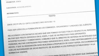 Marcha atrás. Parte del jefe del Ejército a la tropa donde anuncia que el personal militar seguirá trabajando en la obra social de las fuerzas.&nbsp;